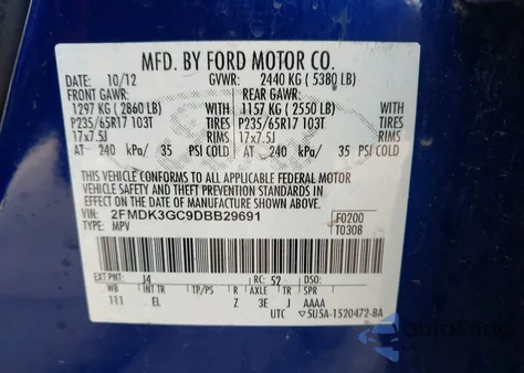 2013 Ford Edge Se z USA, uszkodzony, nr VIN 2FMDK3GC9DBB29691